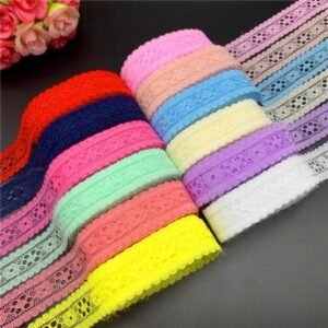 Colorful 2cm lace trim fabric for sewing, gift wrapping and home décor