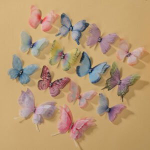 Multicolor Double Layer Tulle Butterfly Patches for Clothing, Jewelry, and DIY Fashion Projects