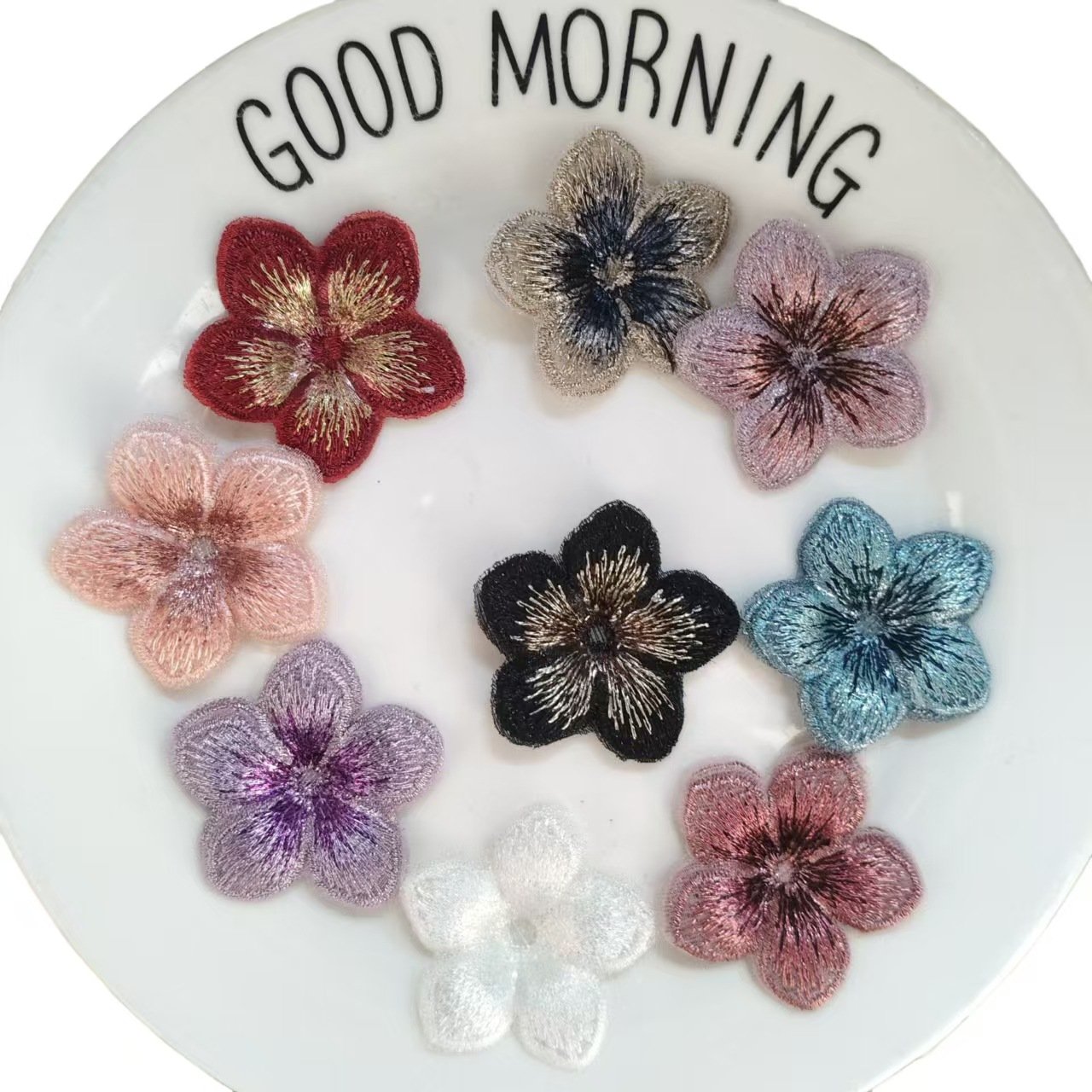 Multicolor Embroidery Lace Five Petal Flower Patches for Clothing, Jewelry, and Handmade DIY Projects