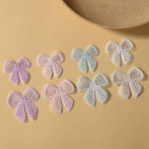 Multicolor Organza Embroidered Bow Appliques with Gold Silver Thread – 4cm & 5cm DIY Sewing Patches