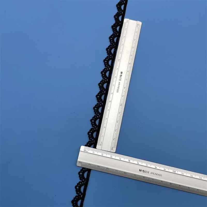 1cm black water soluble lace edging embroidery trim for fashion dresses and costumes