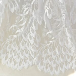 Peacock inspired embroidery lace fabric roll with sequins for dress and DIY fashion