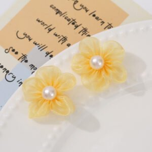 Pearl tulle flower accessory for DIY hair clips and headbands