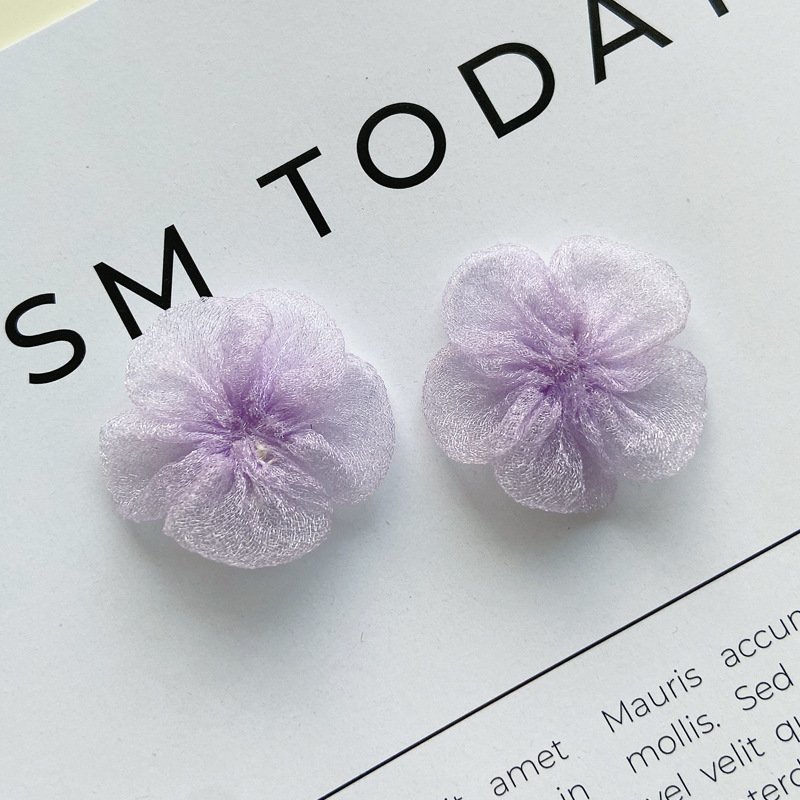 Purple Chiffon Mesh Flower Applique Patch for Clothing, Headpieces, and DIY Handmade Projects