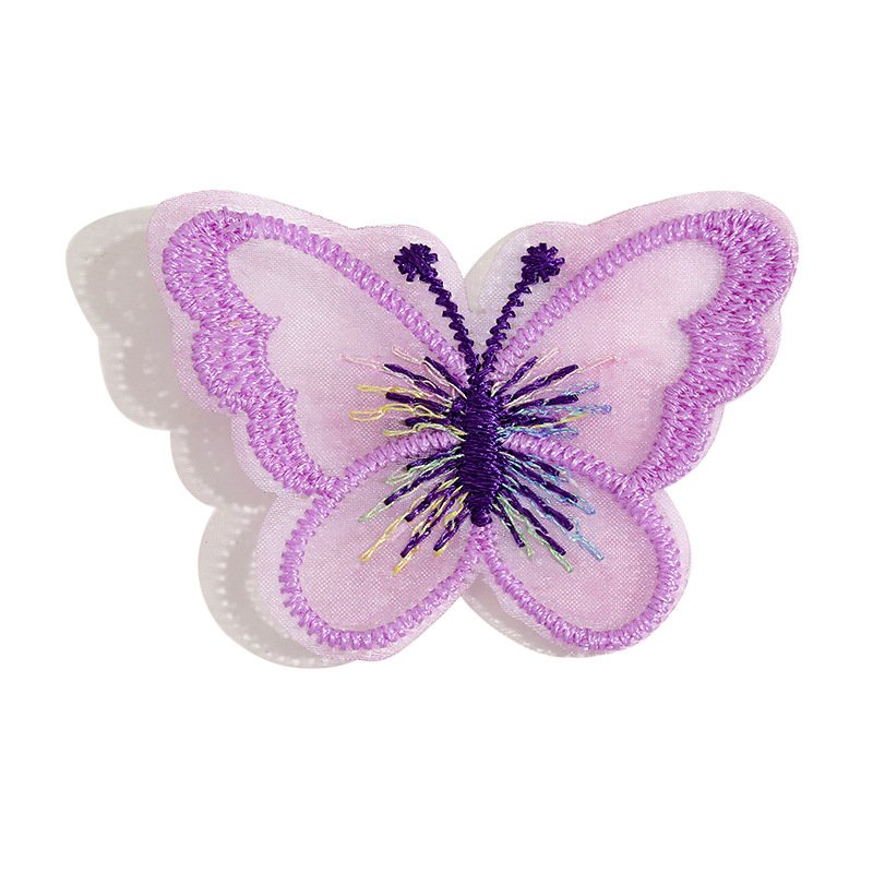 Purple Embroidered Tulle Butterfly Patch for Wedding Dress, Hair Clips, and Handmade Projects