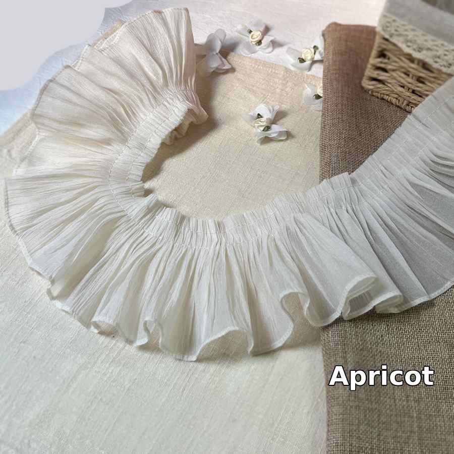 10cm apricot pleated ruffle lace trim for dress hem, skirts, blouses and sewing projects