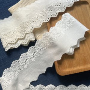 6.8cm cotton lace scalloped embroidery border for sewing sleeves and collars