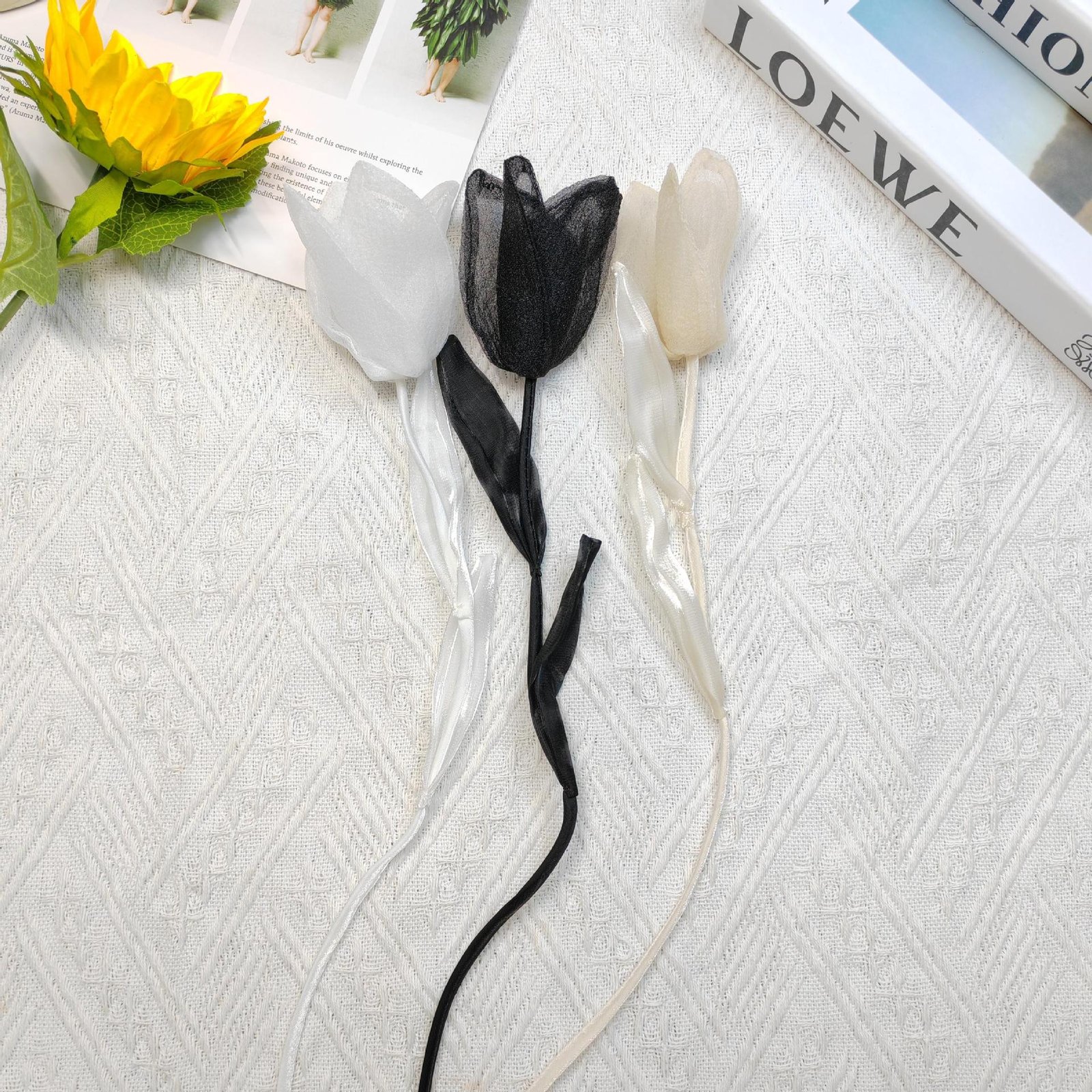 DIY tulip flower handmade craft applique for fashion and sewing projects