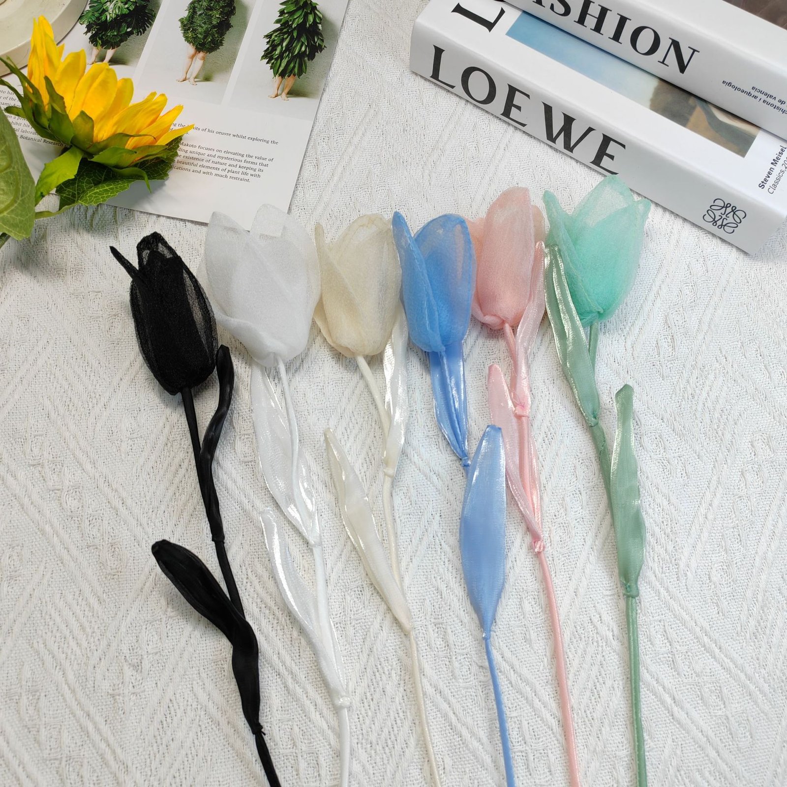 Tulip fabric flower applique DIY handmade accessory for clothing decoration