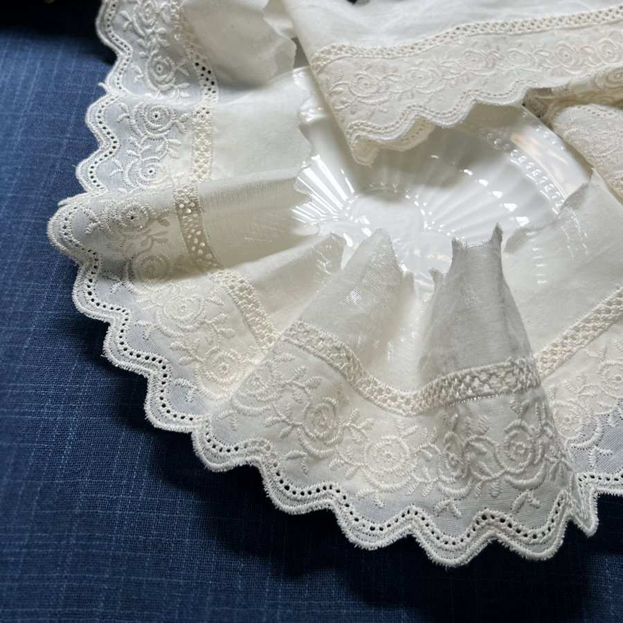 8.5cm vintage cotton embroidered lace trim apricot color sewing for dress skirt blouse