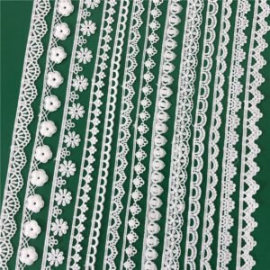 wide white embroidery lace border for bridal dresses, tablecloths and DIY