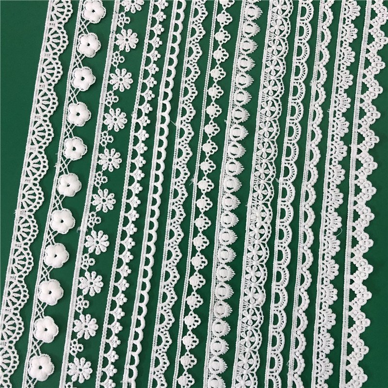 wide white embroidery lace border for bridal dresses, tablecloths and DIY