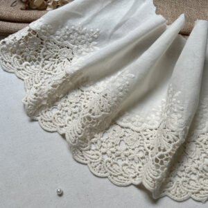 19cm wide cotton embroidered lace edge fabric trim for home décor and dressmaking