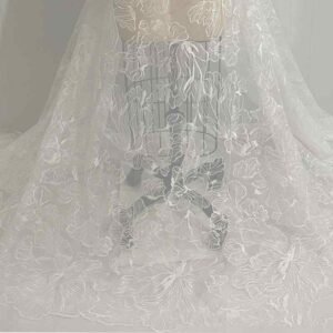 Wide sequin flower embroidery polyester fabric 1.25m by yard for evening gowns