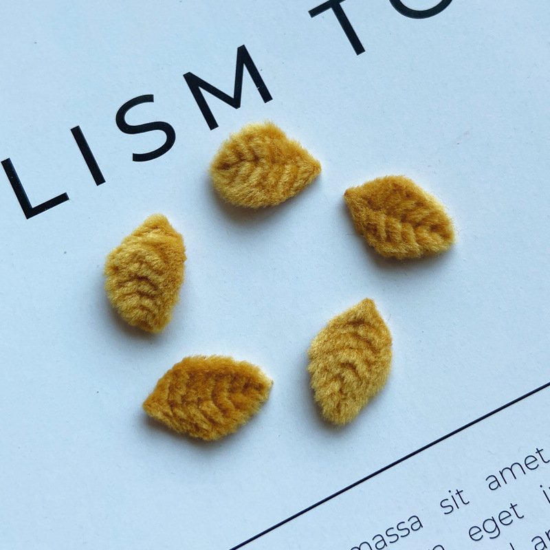 Yellow Mini Fabric Leaf Appliques Handmade Felt Patches for DIY Hair Clips, Bags, and Fashion Accessories