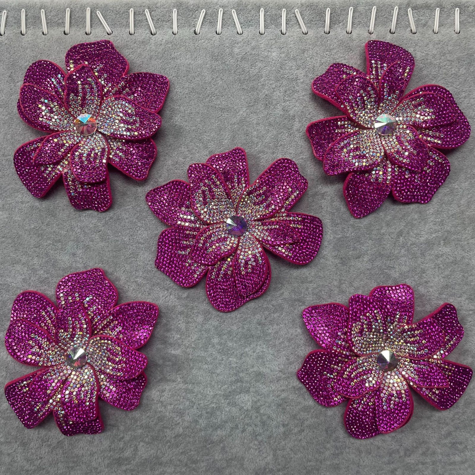 3D rhinestone beaded flower appliqué for sewing, crafting and garment decoration
