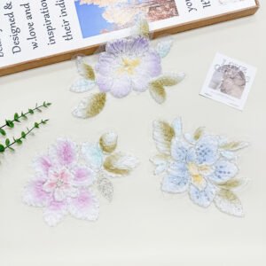Assorted pastel floral applique patches for wedding gowns and evening dresses